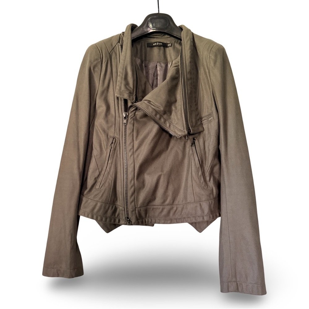 Ark & Co Asymmetrical Zip Faux Suede Moto Jacket Size Medium